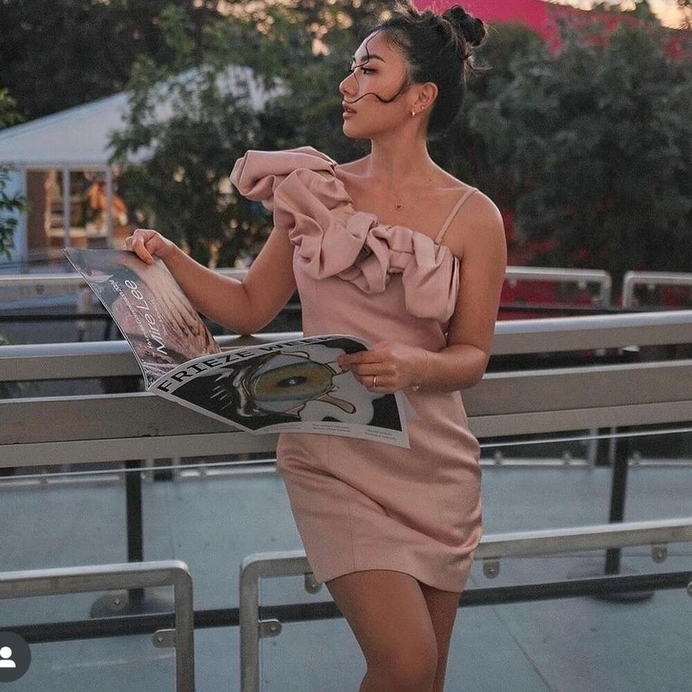 elliatt franki blush pink ruffle detail one shoulder mini dress size XS NEW